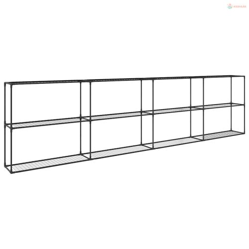 3-szintes növénypolc Fekete 400 x 32 x 104 cm Acél