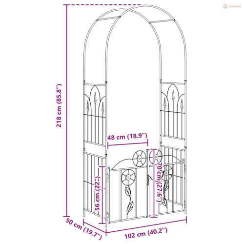 Kerti Ív zárral Fekete 102 x 50 x 218 cm