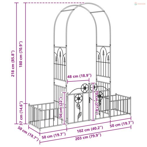 Kerti Ív zárral Zöld 203 x 50 x 218 cm