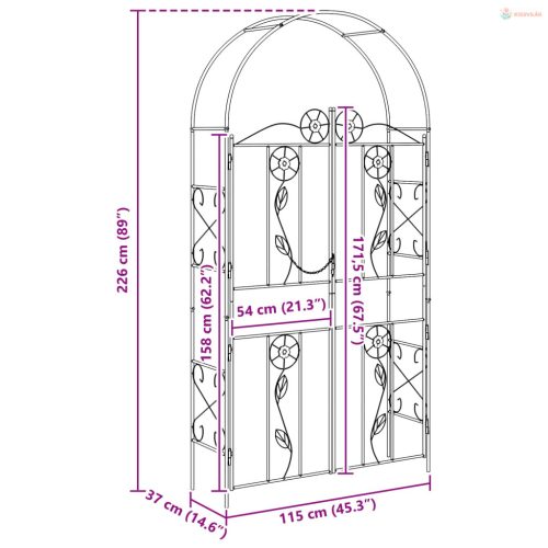Kerti Ív Egyszínű Fekete 115 x 37 x 226 cm