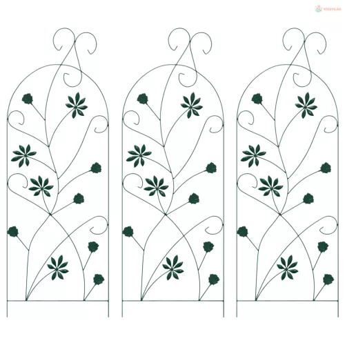 Kerti Kerítés 3 pcs Zöld 112 x 39,5 cm Acél