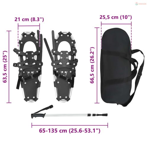 3 az 1-ben hólánc túrabotokkal Ezüst és Fekete 63,5 x 21 cm