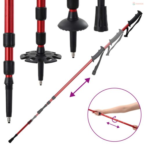 3 az 1-ben hólánc túrabotokkal Piros és Fekete 63,5 x 21 cm