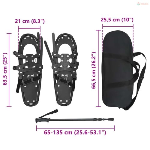 3 az 1-ben hólánc túrabotokkal Fekete 63,5 x 21 cm