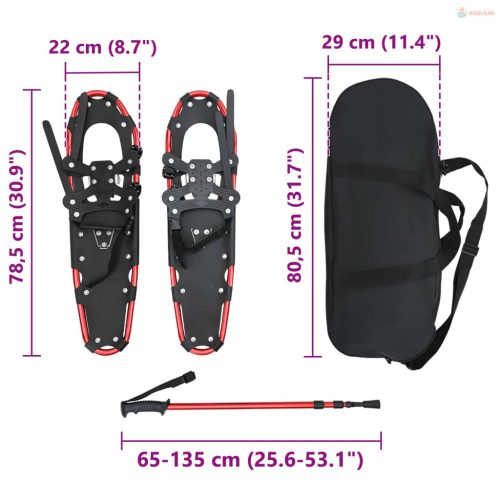 3 az 1-ben hólánc túrabotokkal Piros és Fekete 78,5 x 22 cm