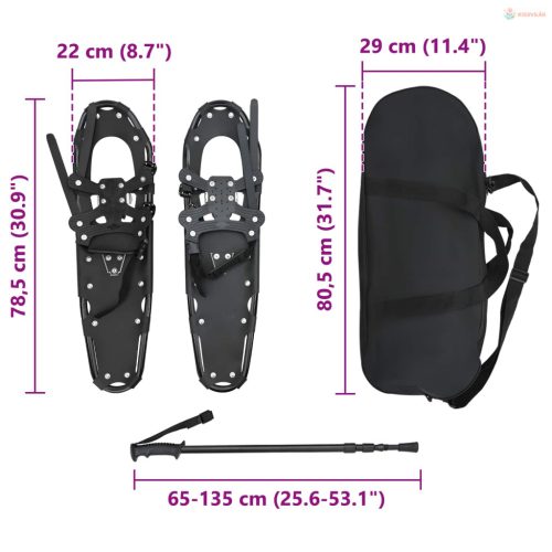 3 az 1-ben hólánc túrabotokkal Fekete 78,5 x 22 cm