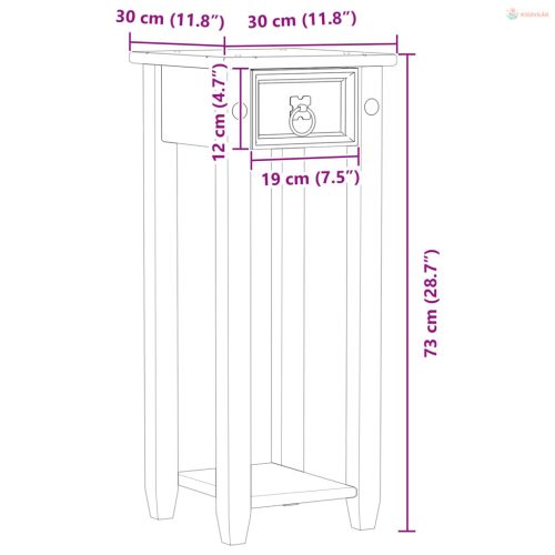 Növényállvány Fehér 30 x 30 x 73 cm Tömör fenyőfa