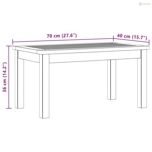 Dohányzóasztal Világos akác 70 x 40 x 36 cm Tömör Akácfa
