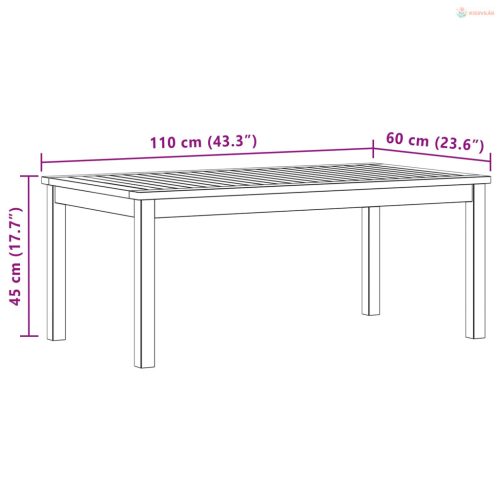 Dohányzóasztal Világos akác 110 x 60 x 45 cm Tömör Akácfa