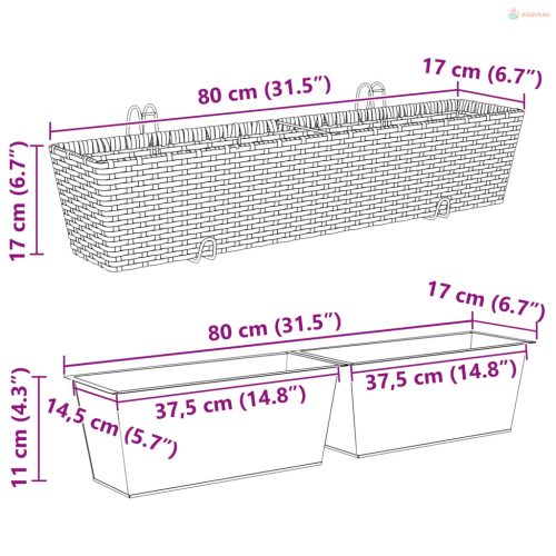Erkély 2 pcs 80 x 17 x 17 cm Fém