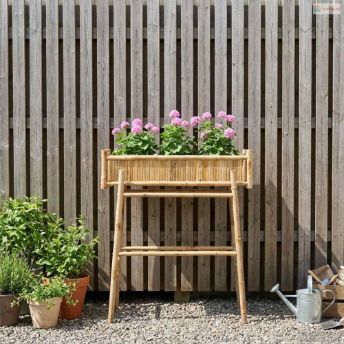 Kerti virágtartó tartóval Természetes 100 x 38 x 114 cm Bambusz