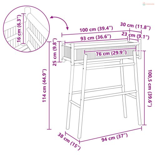 Kerti virágtartó tartóval Természetes 100 x 38 x 114 cm Bambusz