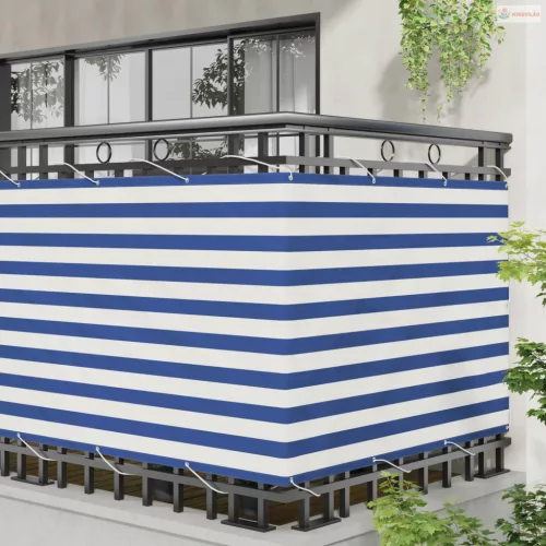 Erkély Szúnyogháló Kék és Fehér 110 x 400 cm Oxford Szövet
