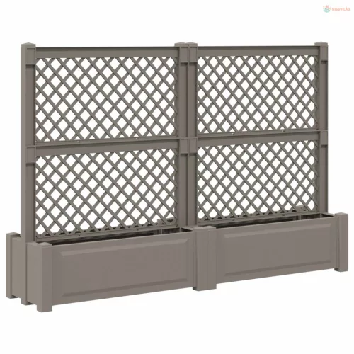 Nagy virágtartó trellisszel 2 pcs Szürke 200 x 43 x 133,5 cm PP