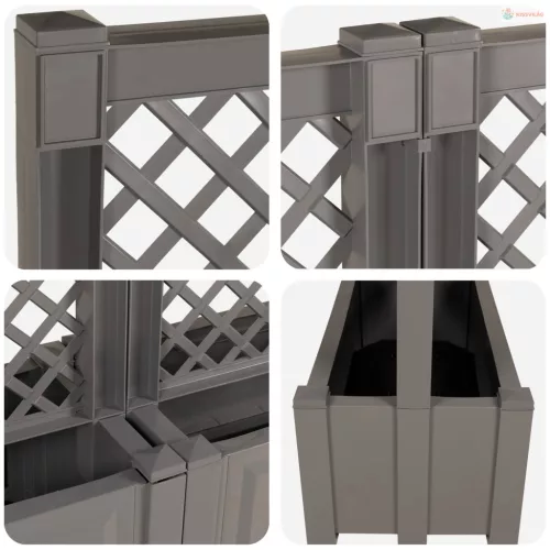 Nagy virágtartó trellisszel 2 pcs Szürke 200 x 43 x 133,5 cm PP