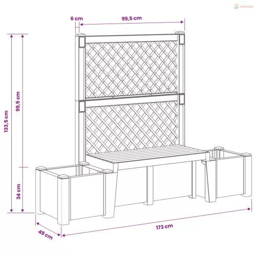 Kerti Pad Kopenhágában Antracitszürke 173 x 49 x 135,5 cm PP
