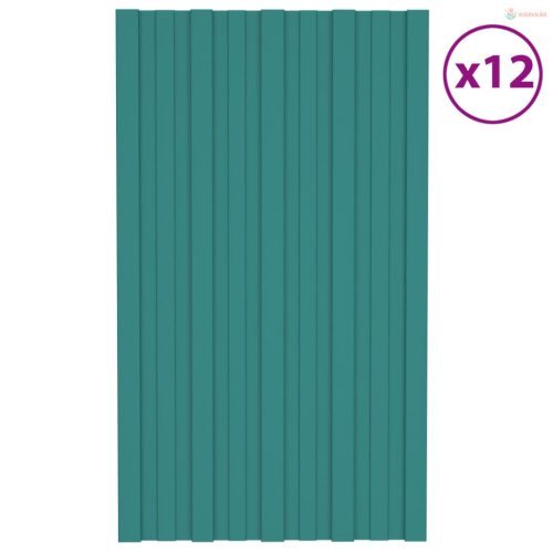 Tetőpanel 12 pcs Zöld 80 x 45 cm Horganyzott acél