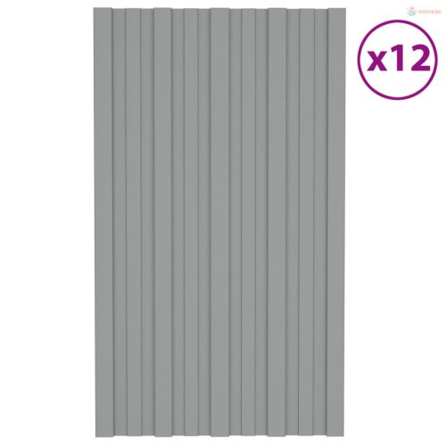 Tetőpanel 12 pcs Szürke 80 x 45 cm Horganyzott acél