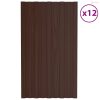 Tetőpanel 12 pcs Barna 80 x 45 cm Horganyzott acél