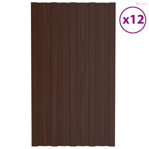Tetőpanel 12 pcs Barna 80 x 45 cm Horganyzott acél