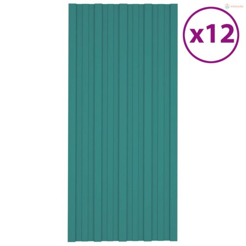 Tetőpanel 12 pcs Zöld 100 x 45 cm Horganyzott acél