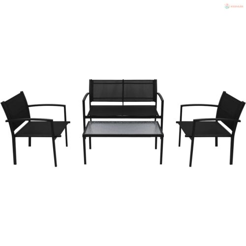 4-részes fekete textilén kerti pihenőszett