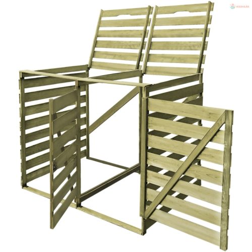 Impregnált fa dupla kukatároló gurítható szemetes kukákhoz 240L