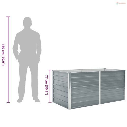 Kerti magaságyás horganyzott acélból 160x80x77cm szürke