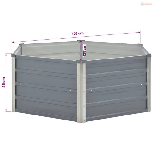 Kerti magaságyás horganyzott acélból 129x129x45cm szürke