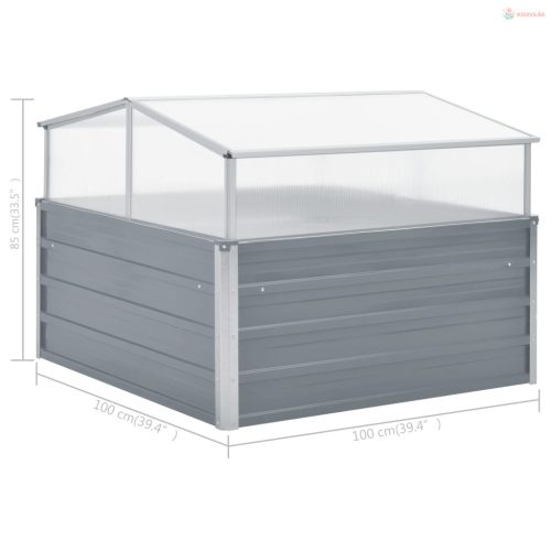 Szürke melegház horganyzott acélból 100 x 100 x 85 cm