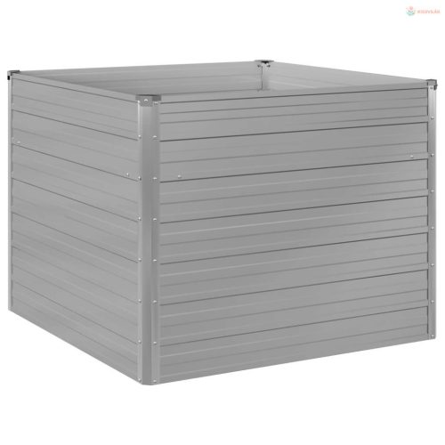 Szürke horganyzott acél kerti magaságyás 100 x 100 x 77 cm