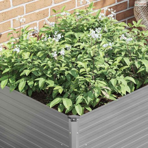 Szürke horganyzott acél kerti magaságyás 100 x 100 x 77 cm