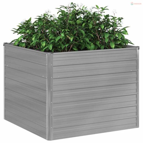 Szürke horganyzott acél kerti magaságyás 100 x 100 x 77 cm