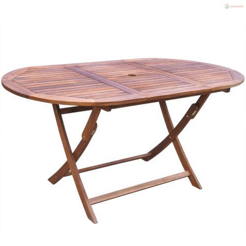 9 darabos tömör akácfa kültéri étkezőgarnitúra párnákkal