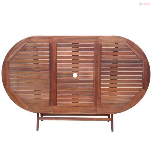 9 darabos tömör akácfa kültéri étkezőgarnitúra párnákkal