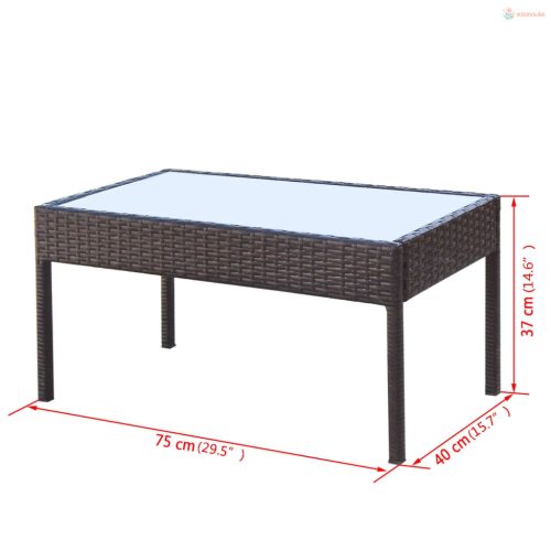 4-részes barna polyrattan kerti bútorszett párnákkal