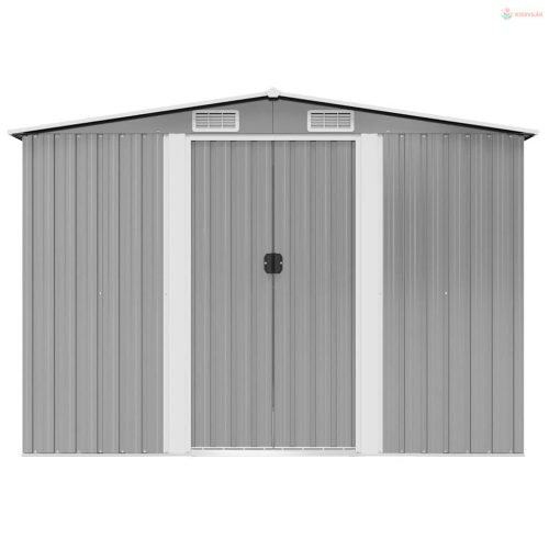 Szürke fém kerti fészer 257 x 205 x 178 cm