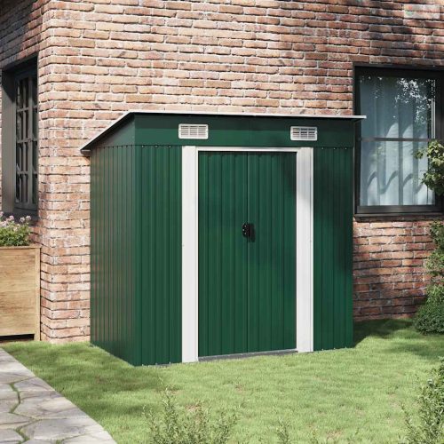 Zöld fém kerti fészer