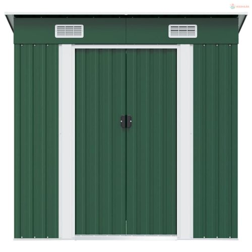 Zöld fém kerti fészer