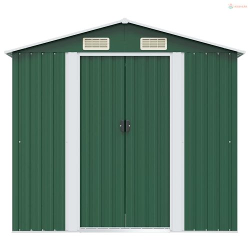 Zöld fém kerti fészer 204 x 132 x 186 cm