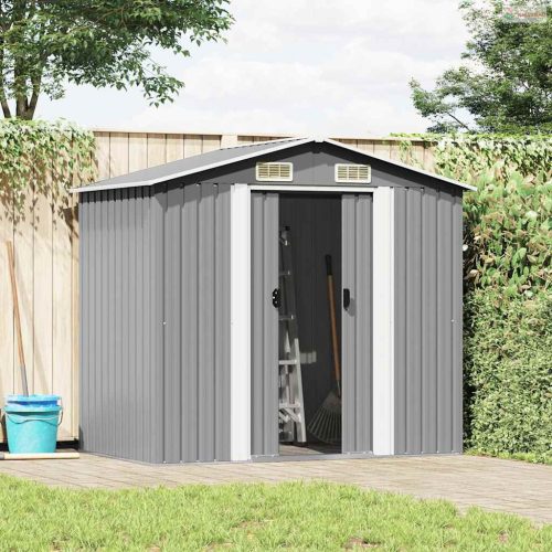 Szürke fém kerti fészer 204 x 132 x 186 cm