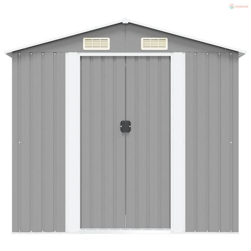 Szürke fém kerti fészer 204 x 132 x 186 cm