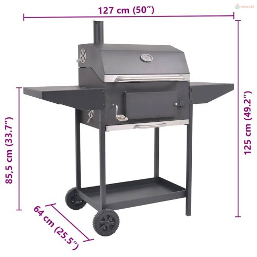 BBQ fekete faszén grillsütő polccal