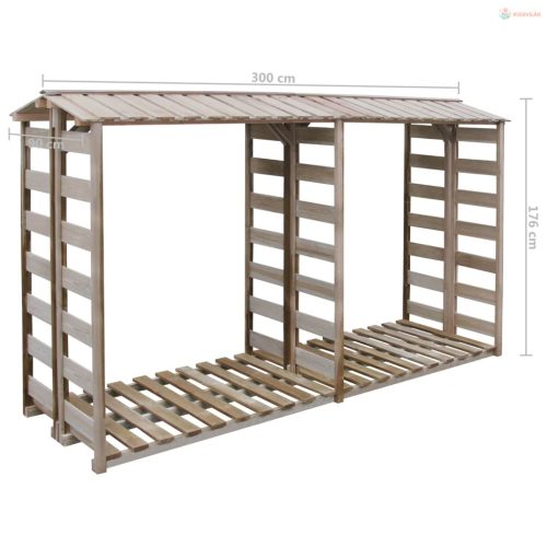 Impregnált fenyőfa tűzifatároló 300 x 90 x 176 cm