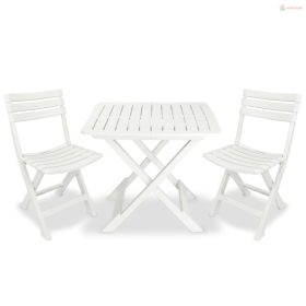 3 darabos fehér összecsukható műanyag bisztrószett