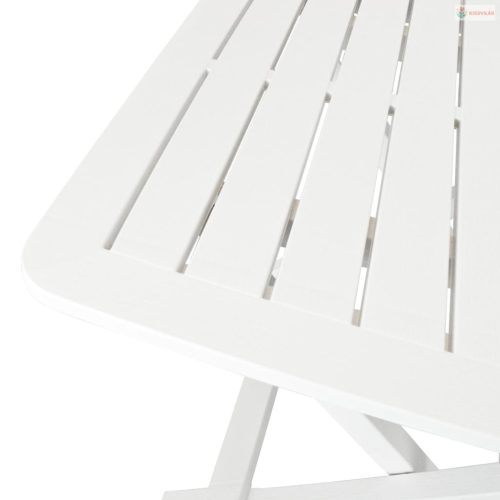 3 darabos fehér összecsukható műanyag bisztrószett