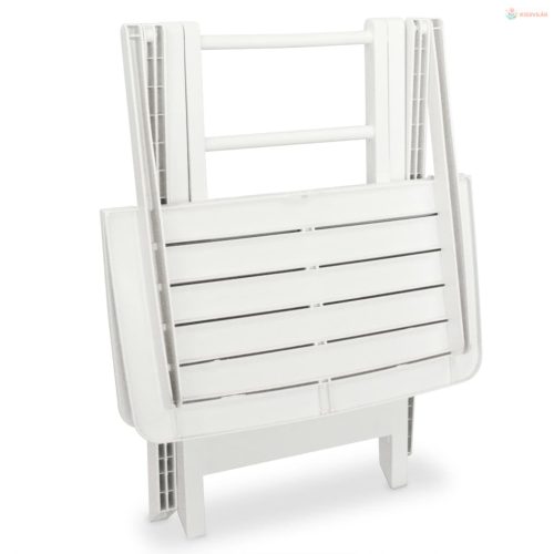 3 darabos fehér összecsukható műanyag bisztrószett