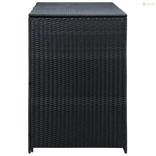 Fekete rattan dupla tároló gurulós kukához 148 x 80 x 111 cm
