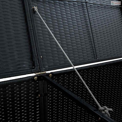 Fekete rattan dupla tároló gurulós kukához 148 x 80 x 111 cm