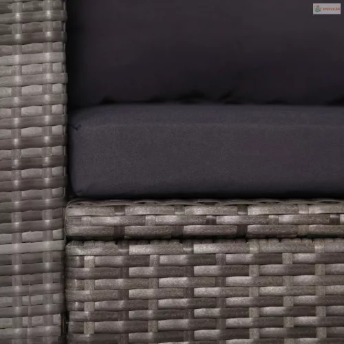 3 darabos szürke polyrattan bisztrószett párnákkal